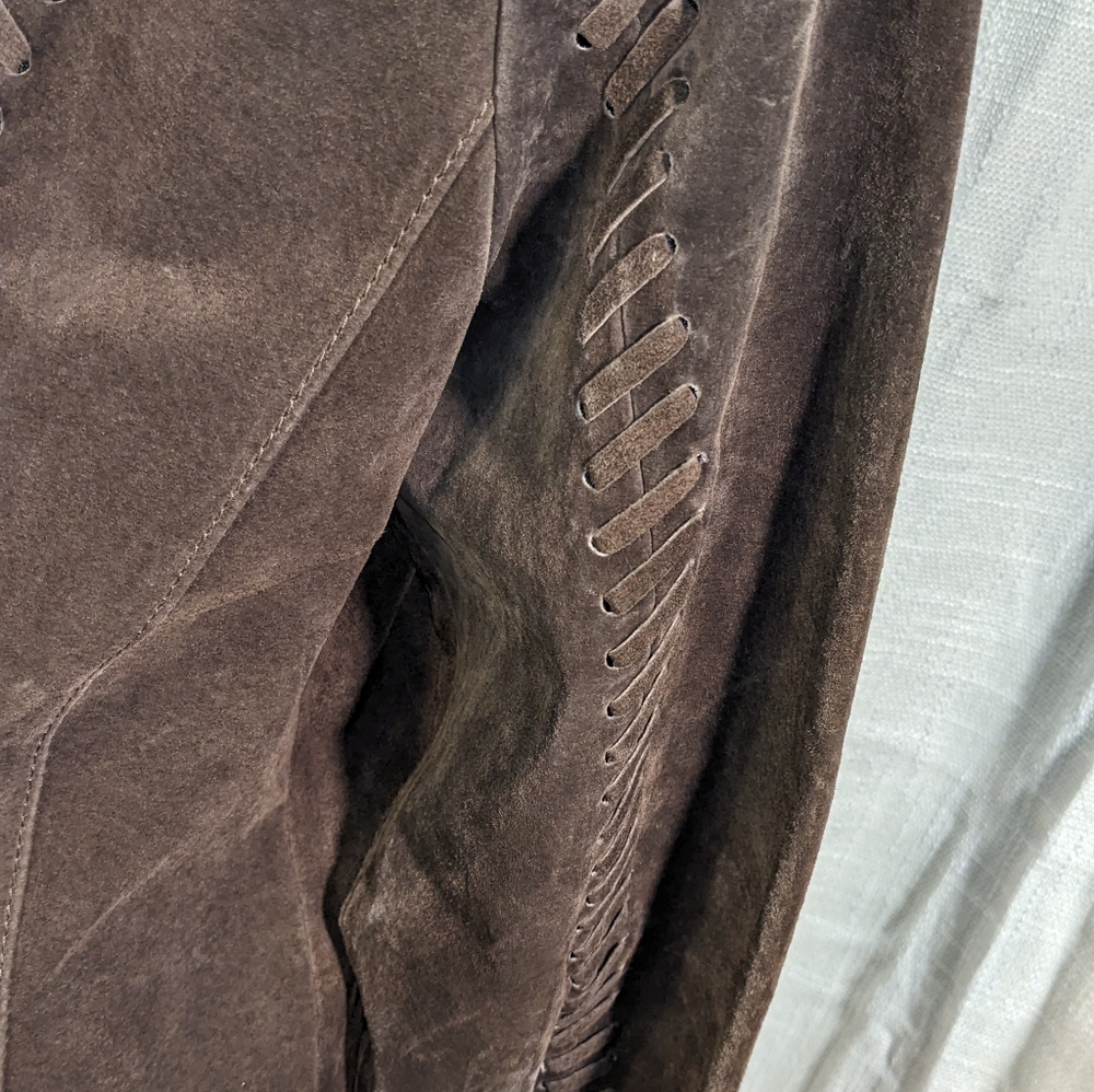 Brown Leather Jacket with Chain Detail - Picture 5 of 10